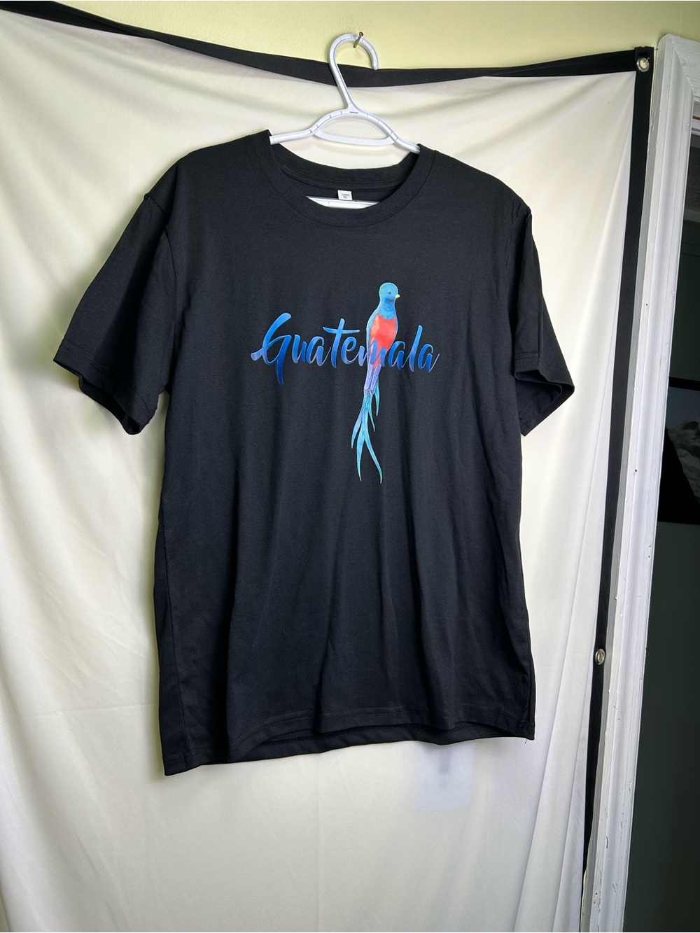 Guatemala Parrot Graphic Tee - Black with Blue & Red Print